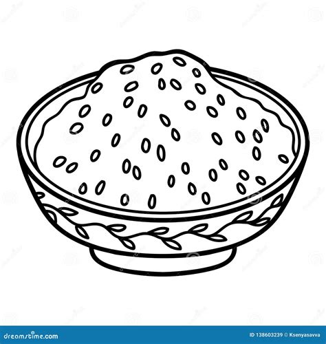 Coloring Book, Steamed Rice Bowl Stock Vector - Illustration of ...