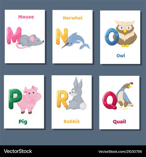 Alphabet Printable Flashcards Collection Vector Image