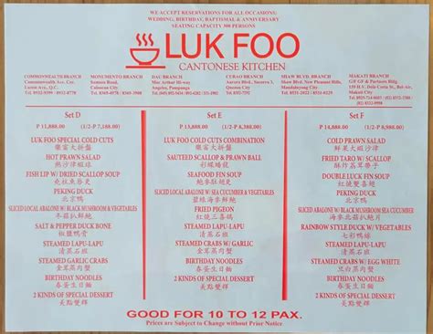 Luk Foo Philippines Menu Prices