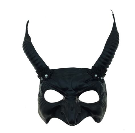 Black Horns Devil Half Mask Evil Demon Animal Adult Horns Mystical ...