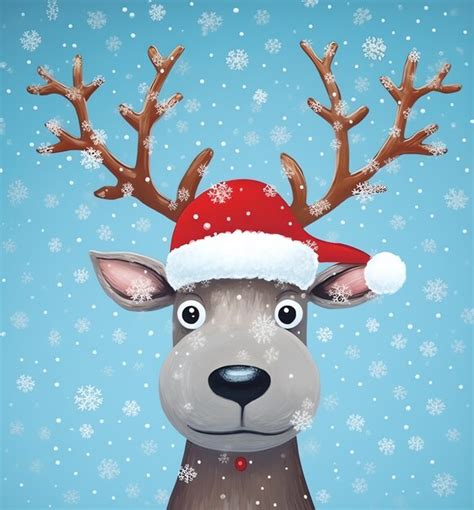 Premium Ai Image A Reindeer Wearing A Santa Hat