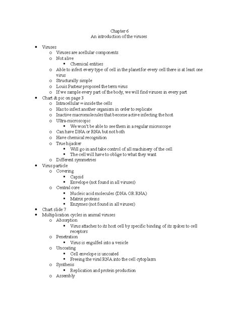 Ch6 Micro Notes Chapter 6 An Introduction Of The Viruses Viruses O