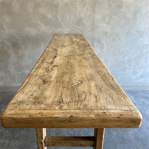 Vintage Reclaimed Elm Wood Console Table 63" For Sale at 1stDibs