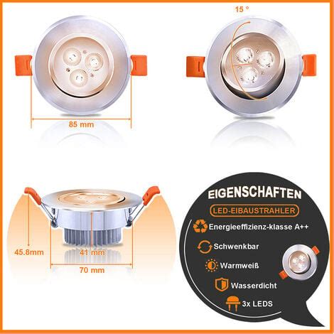 Hengda Lot De 10 Spots LED Encastrables Spot Encastrable LED 3W Equ