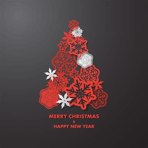 Premium Vector | Christmas tree made of red and white snowflakes