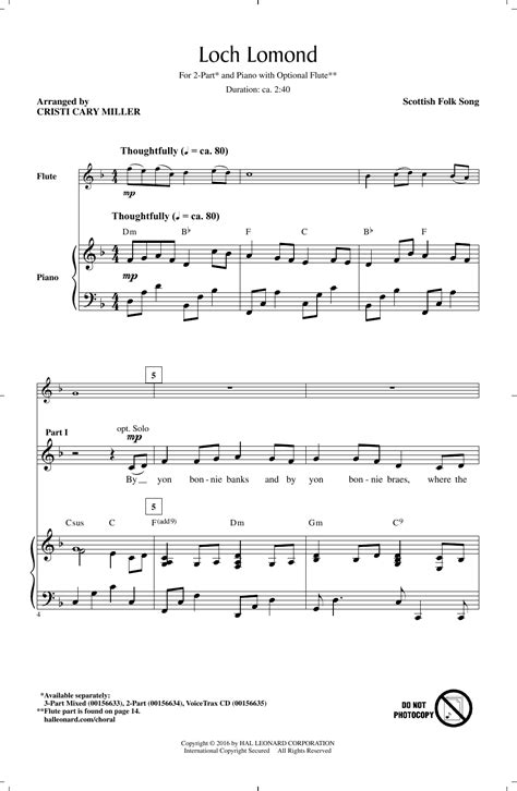 Loch Lomond By Cristi Cary Miller Sheet Music For 2 Part Choir At Sheet