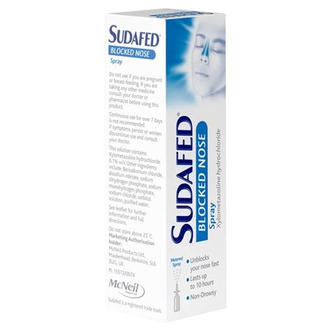 Sudafed Blocked Nose Spray 15ml From Ocado