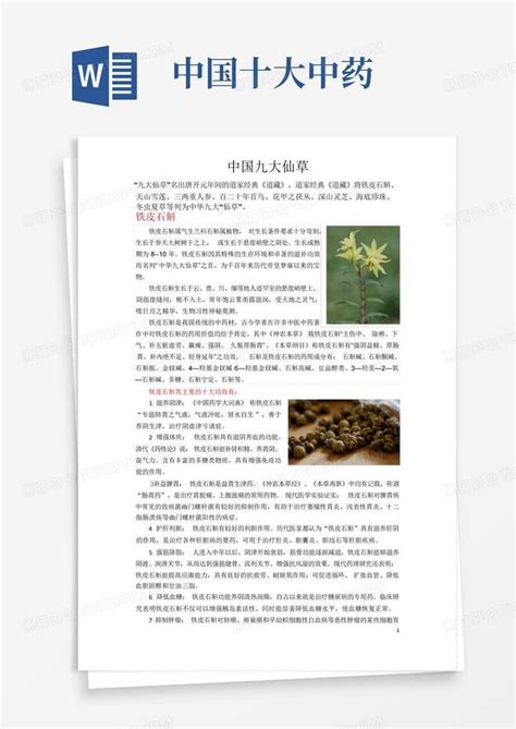 中国十大中药word模板下载编号qzgxjjve熊猫办公