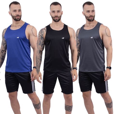 Kit Camisetas Regata Dry Fit Masculina Long Premium Fitness Para