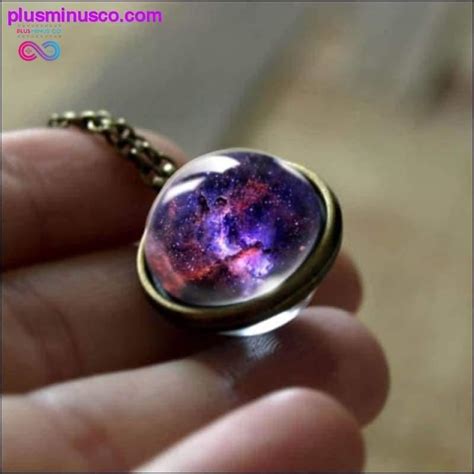 Nebula Galaxy Double Sided Pendant Necklace Crystalnecklace At Plus