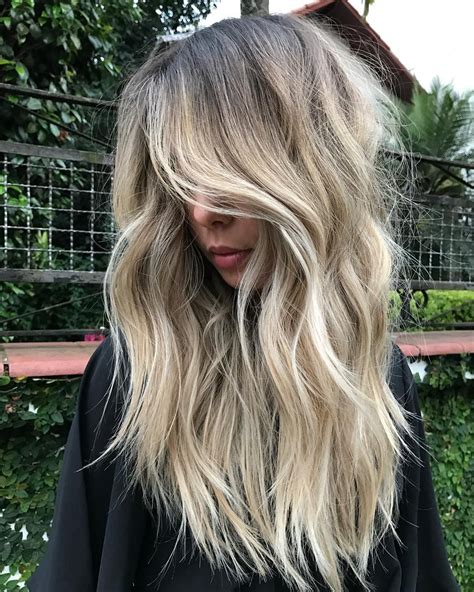 Rooty Beige Blonde Balayage For Thick Wavy Dark Blonde Hair Beige