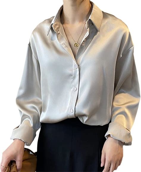 Camisa De Seda Satinada Con Botones A La Moda De Otoño Blusa Blanca Vintage Para Mujer Camisas