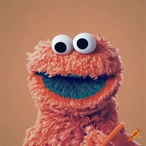 Cookie monster from sesame street in orange color on Craiyon