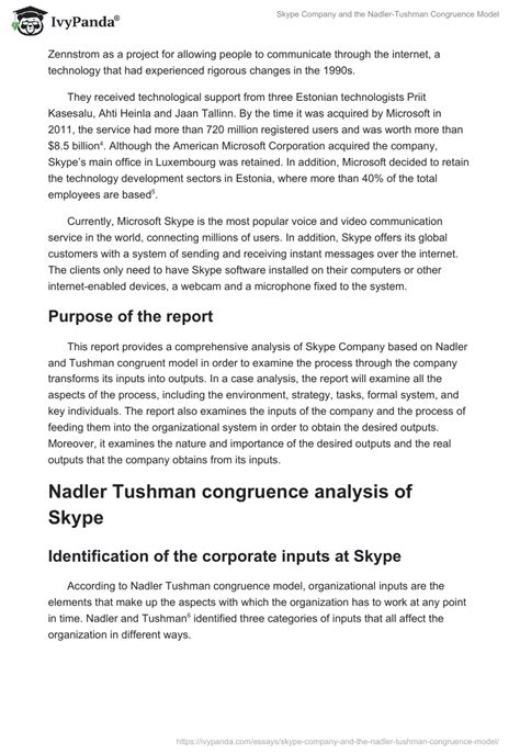 Skype Company And The Nadler Tushman Congruence Model 2738 Words