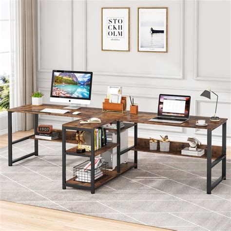 BLUEBELL Two Person Computer Desk with Storage, Double Desk Workstation, Long Desk - ShopStyle