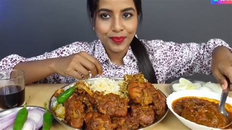 Asmr👌 Eating Spicy 🥚eggs🐓chicken Curryroasted 🐐mutton With🍚 Riceextra