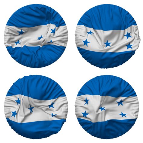 Honduras Flag In Round Shape Isolated With Four Different Waving Style Bump Texture 3d