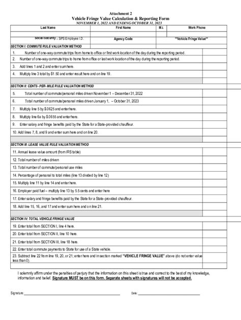 Fillable Online Dbm Maryland Attachment Vehicle Fringe Value