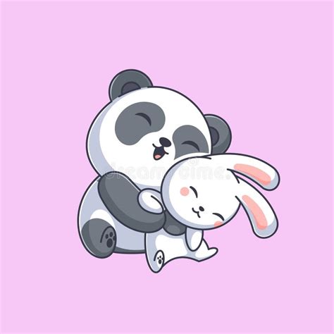 Panda Bear Hug Cartoon