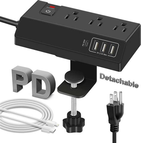 Glconn Regleta De Alimentación De Computadora Con Puerto Usb C 20 W Pd