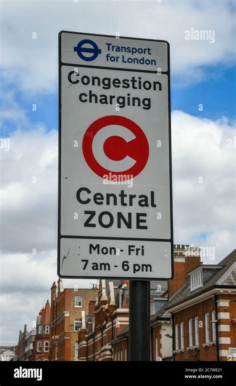 Congestion Charging Zone Road Sign In London Uk Charge Hi Res Stock