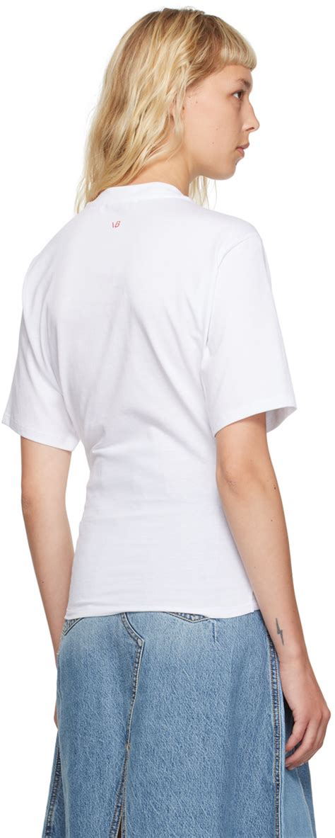 Victoria Beckham White Knotted T Shirt Victoria Beckham