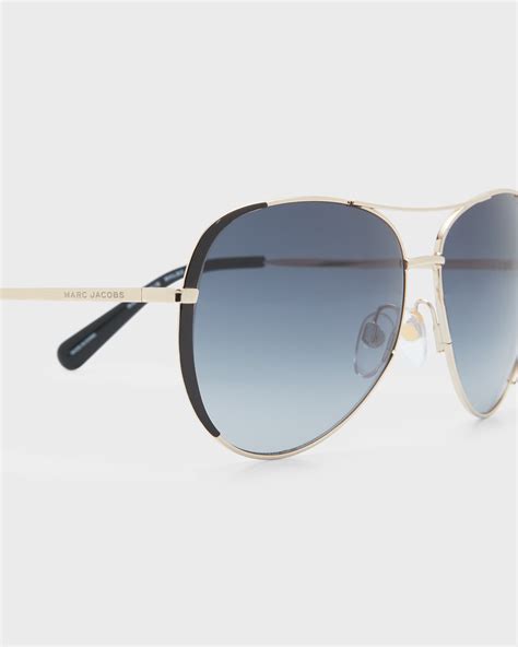 Marc Jacobs Engraved Logo Stainless Steel Aviator Sunglasses Neiman Marcus