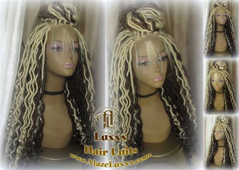 Goddess Faux Locs Platinum Blonde Brown Gypsy Boho Boho Braid Wig Bohemian Lace Dreads