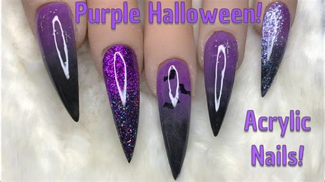 Purple Halloween Nails Acrylic Nails Nail Sugar Youtube