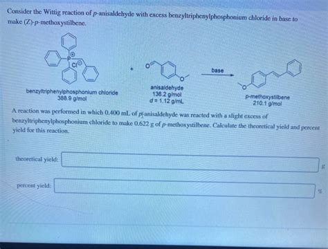 Solved Consider The Wittig Reaction Of P Anisaldehyde With Chegg