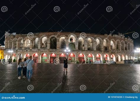 Arena di Verona at night editorial image. Image of european - 131074235