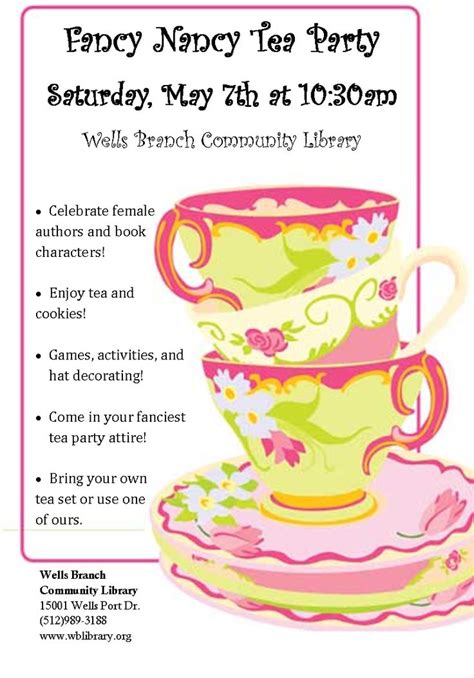 Fancy Nancy Tea Party Registration Open Tea Party Invitations Tea