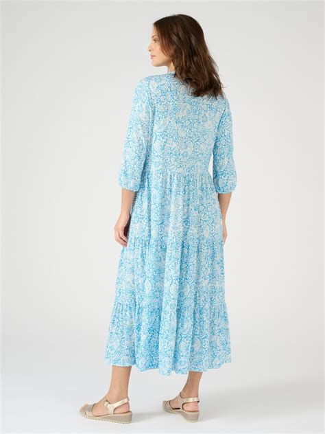 Robe longue maille crêpe à volants Damart Bleu Kiabi 69 99