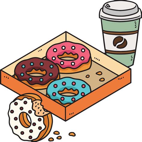 Donuts Coffee Cartoon Colored Clipart Illustration 23105507 Vector Art at Vecteezy