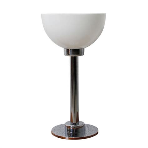 Chrome And White Glass Bowl Shaped Shade Table Lamp Chairish