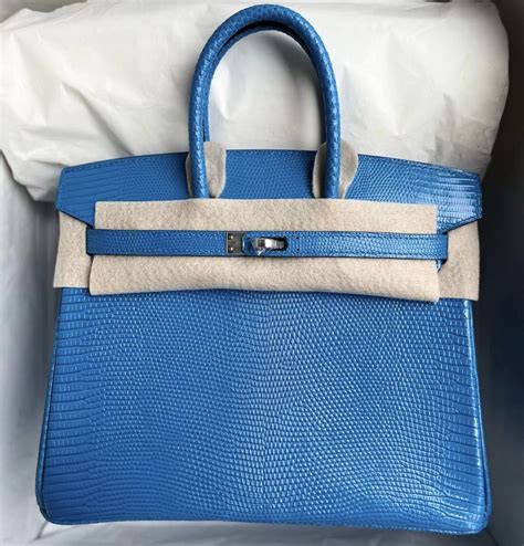 Saudi Arabia Hermes Birkin 25cm 7Q 希臘藍 Blue Mykonos Lizard 蜥蜴皮 Qatar