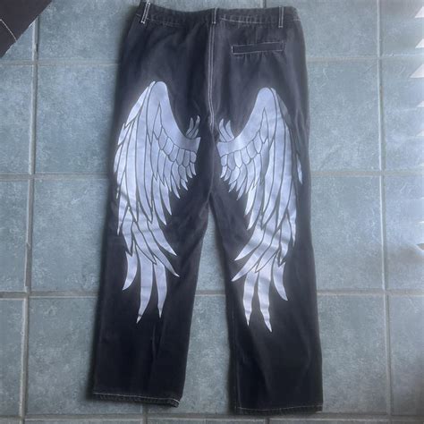 Men’s Large Y2k Angel Wing Pants Y2k Thrifts Depop