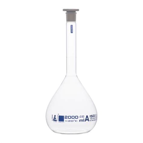 Buy Volumetric Flask 2000ml Class A Astm Polypropylene Stopper Blue Graduation