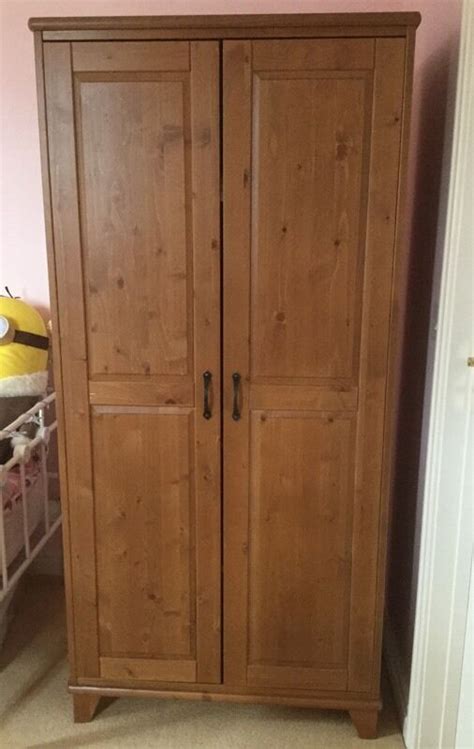 Ikea Solid Wood Single Wardrobe With Antique Pine Finish In