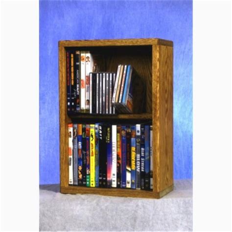 Wood Shed Solid Oak 2 Row Dowel Cd Dvd Cabinet Tower Honey Oak