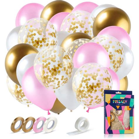 Fissaly Stuks Goud Creme Wit Roze Papieren Confetti Goud Latex