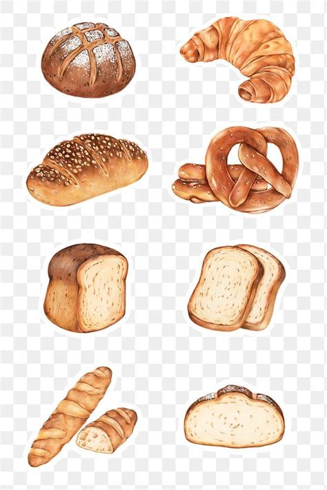 Download premium png of Golden brown bread sticker png illustration set ...