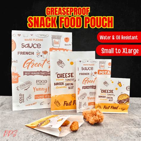 100pcs Fast Food Print Pouch Grease Proof Paper Bag Food Wax Paper