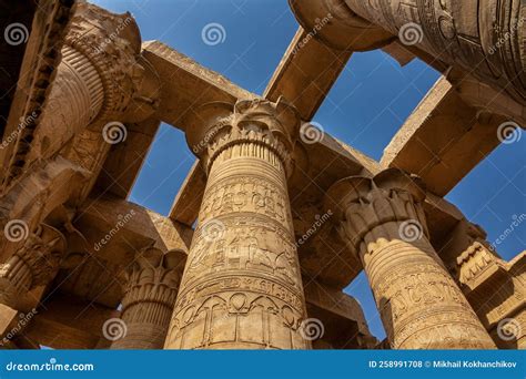 Ancient Pillars With Hieroglyphics In Egypt Stock Photo Image Of