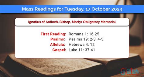 Daily Mass Readings For Tuesday 17 October 2023 Catholic Gallery