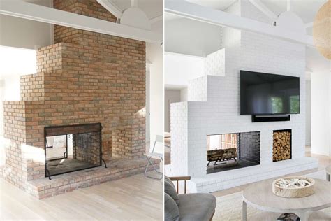 15 Before-and-After Painted Brick Fireplace Makeovers