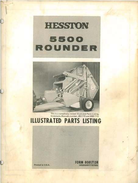 Hesston Baler 5500 Rounder Parts Manual