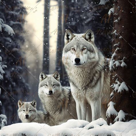 Grey wolf family in the forest – Luisa Fumi Digital Art – Gameover's ...