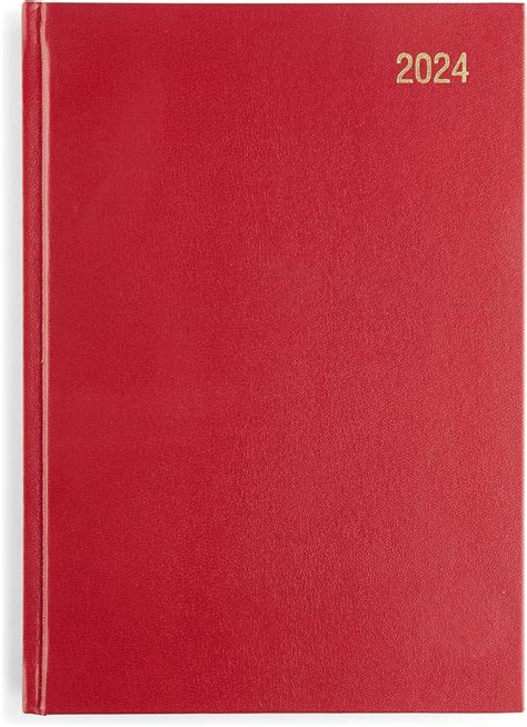 2024 One Day To A Page A5 Red Casebound Diary A5 Red Uk Stationery And Office Supplies