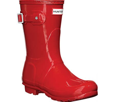 Womens Hunter Original Short Gloss Rain Boot Military Red FREE